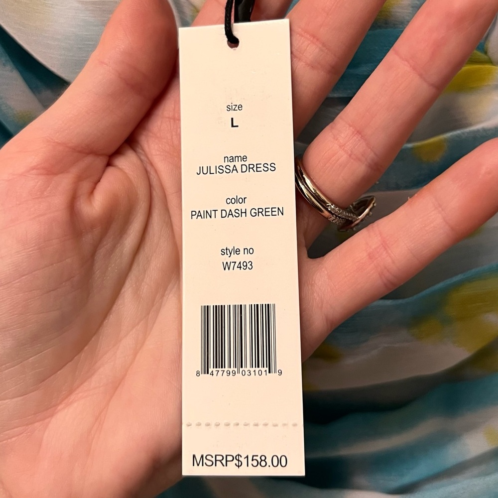 W118 By Walter Baker Dress Julissa paint dash dress NWT Y2K large teal green - Picture 7 of 16